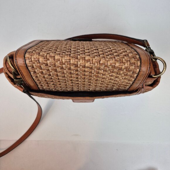 Brooks Brothers Natural Straw Weave with Leather Trim Crossbody - Picture 6 of 16